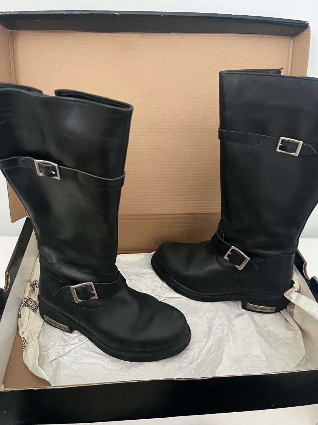 Harley-Davidson Black Leather Motorcycle Boots