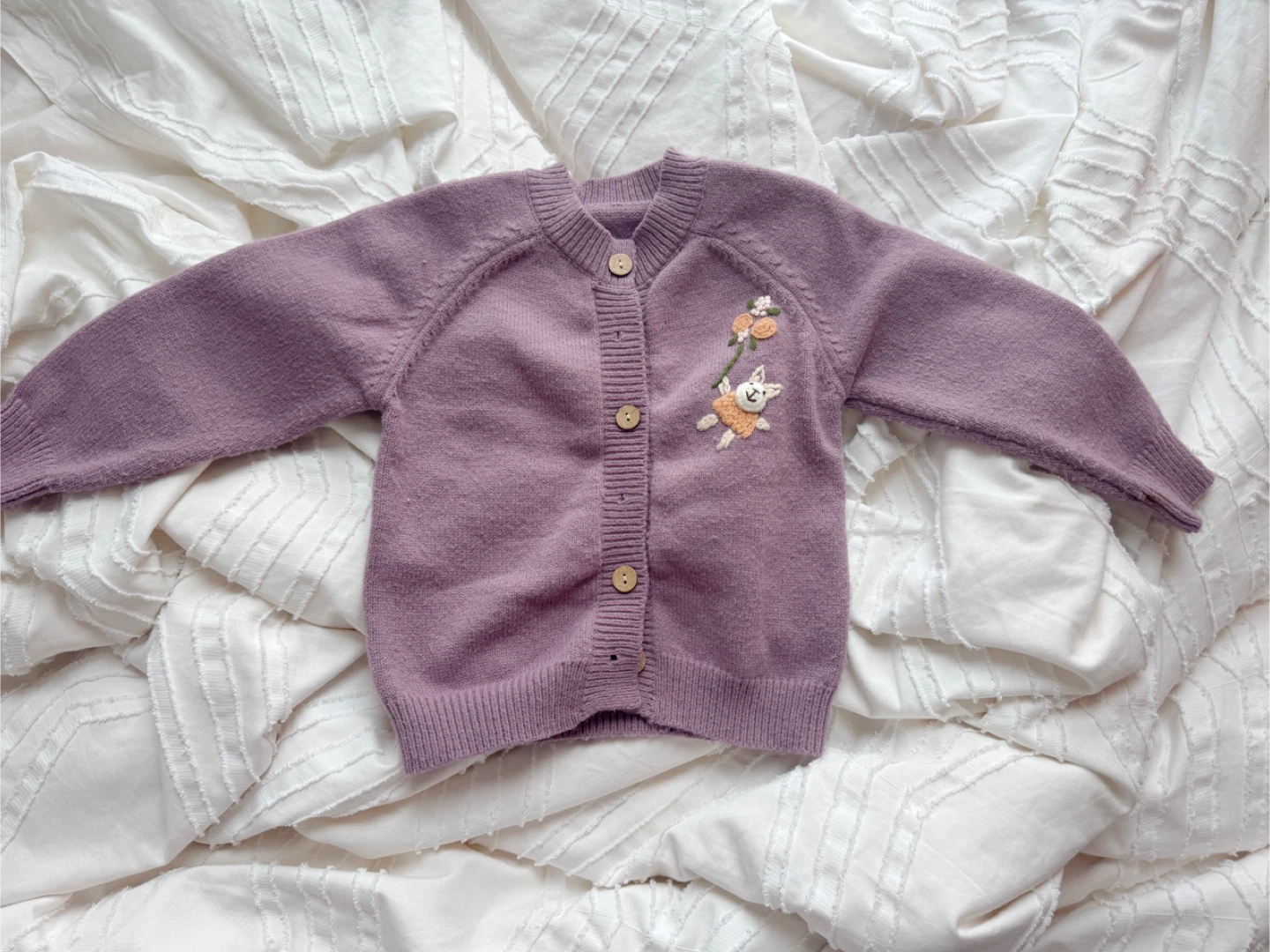 Lilac Bunny Cardigan kids Sweater