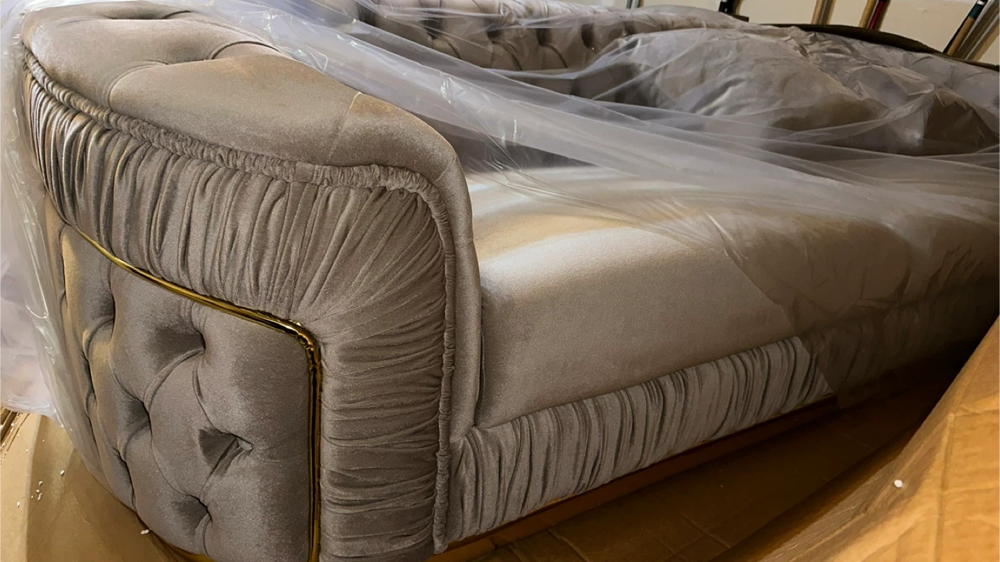 Grey Velvet Tufted Sofa set