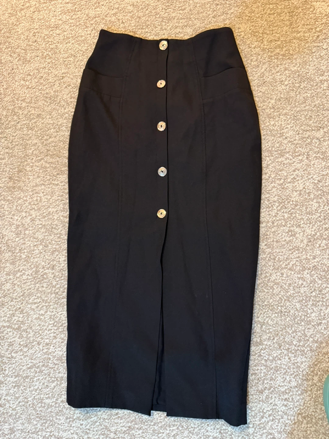 Black Button-Front Pencil Skirt(6475621363)message