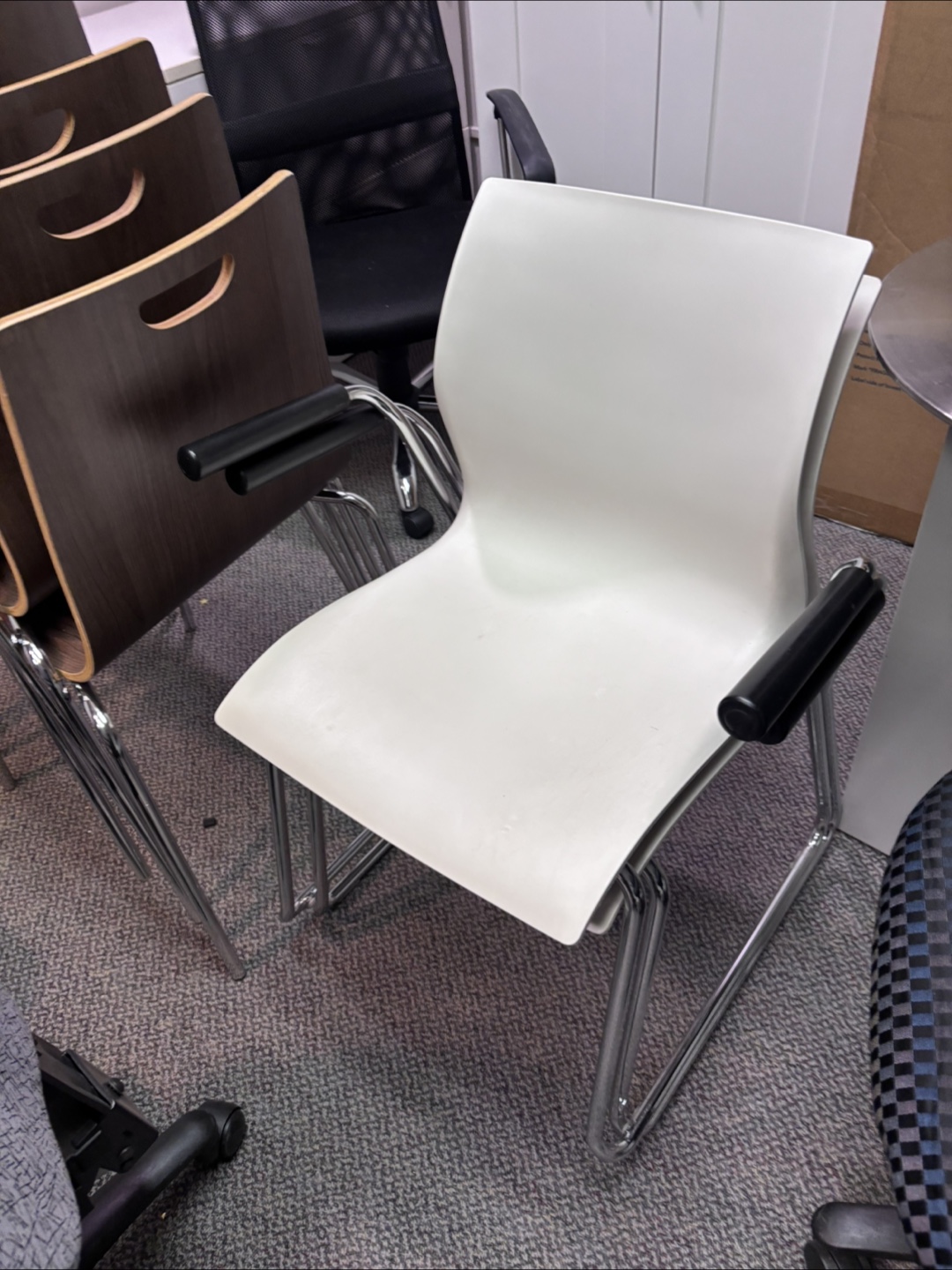 Pair of White Office Chair with Armrests