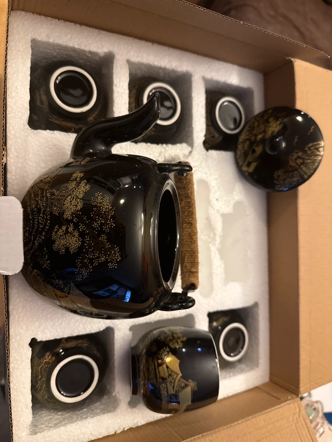 Tea Set - Black with Gold Detailing