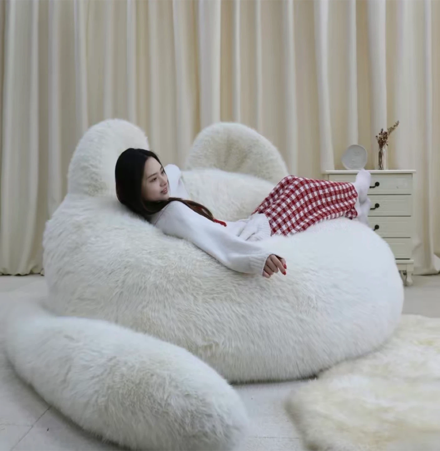 White Fox Bean Bag Chair - photo 2