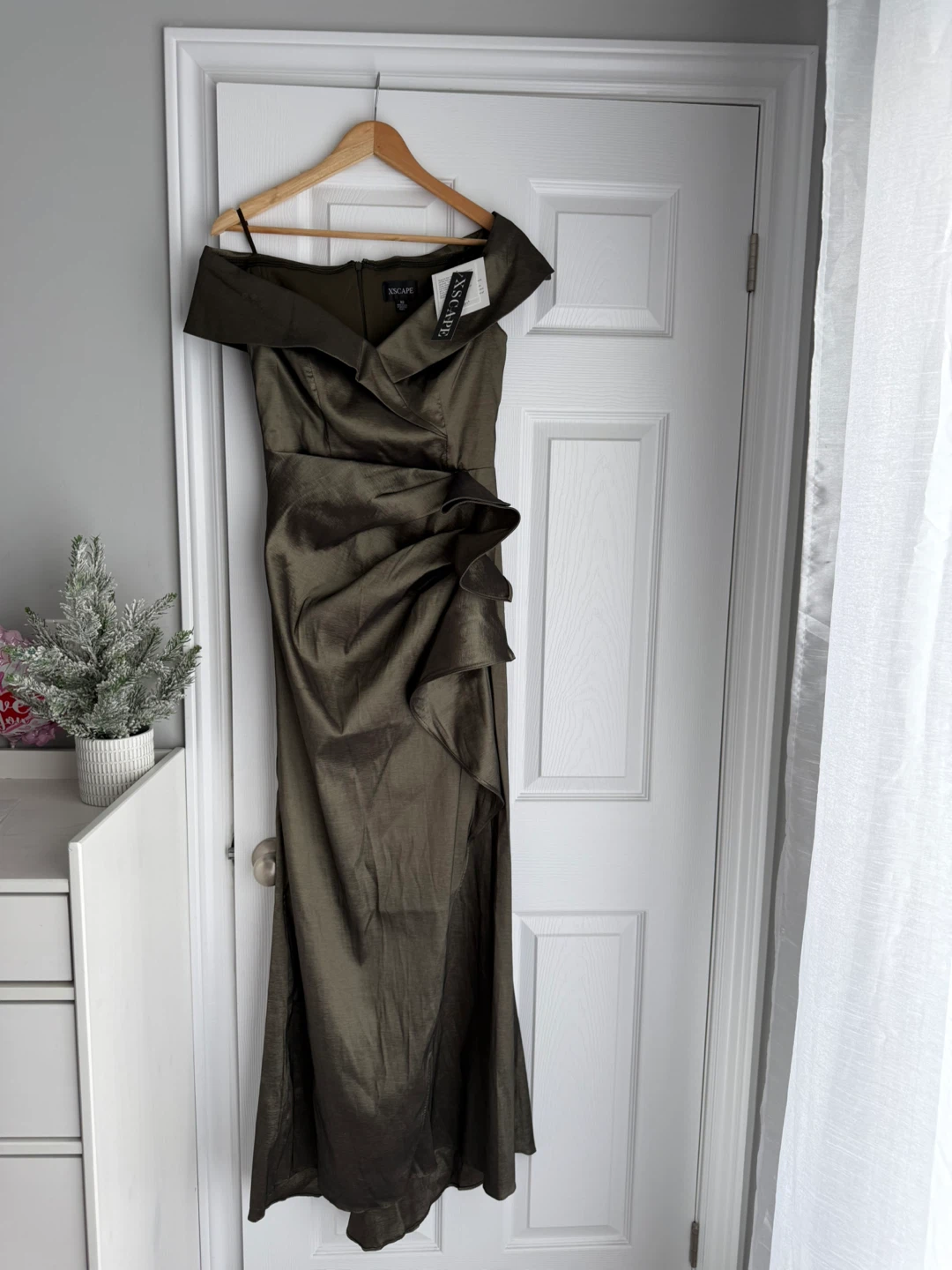 Xscape Olive Green Evening Gown - Size 10