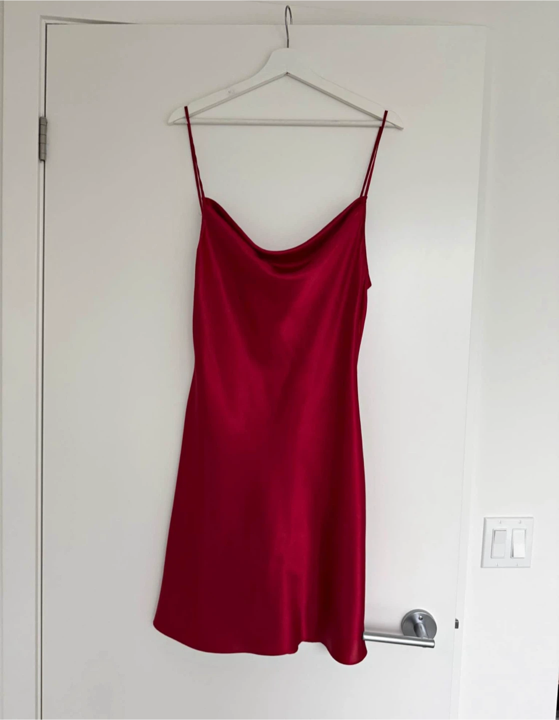 Red Satin Slip Dress – Size S/M