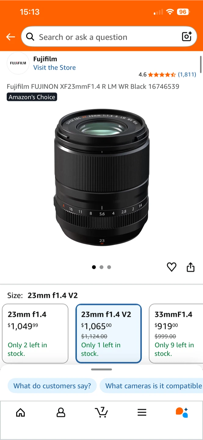 Fujifilm FUJINON XF23mmF1.4 R LM WR Lens