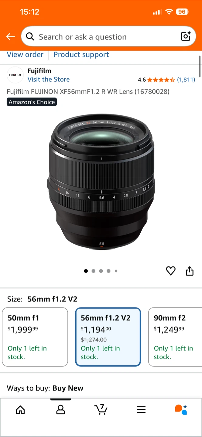 Fujifilm FUJINON XF56mmF1.2 R WR Lens
