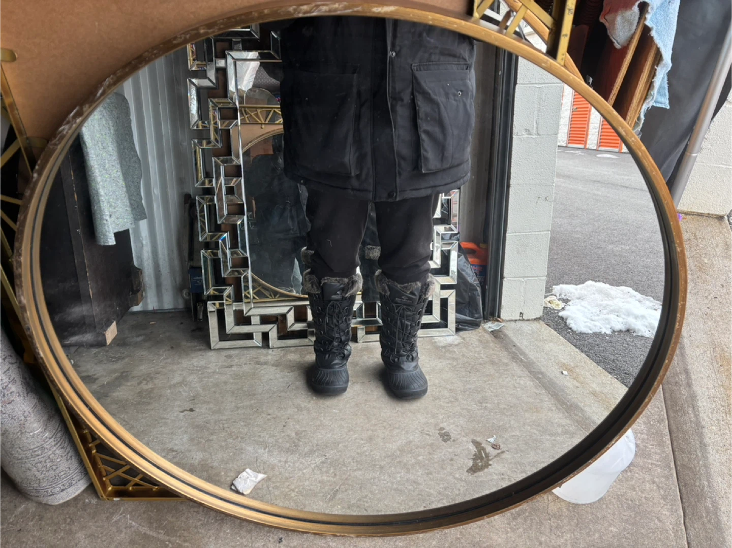 Round Gold Framed Mirror