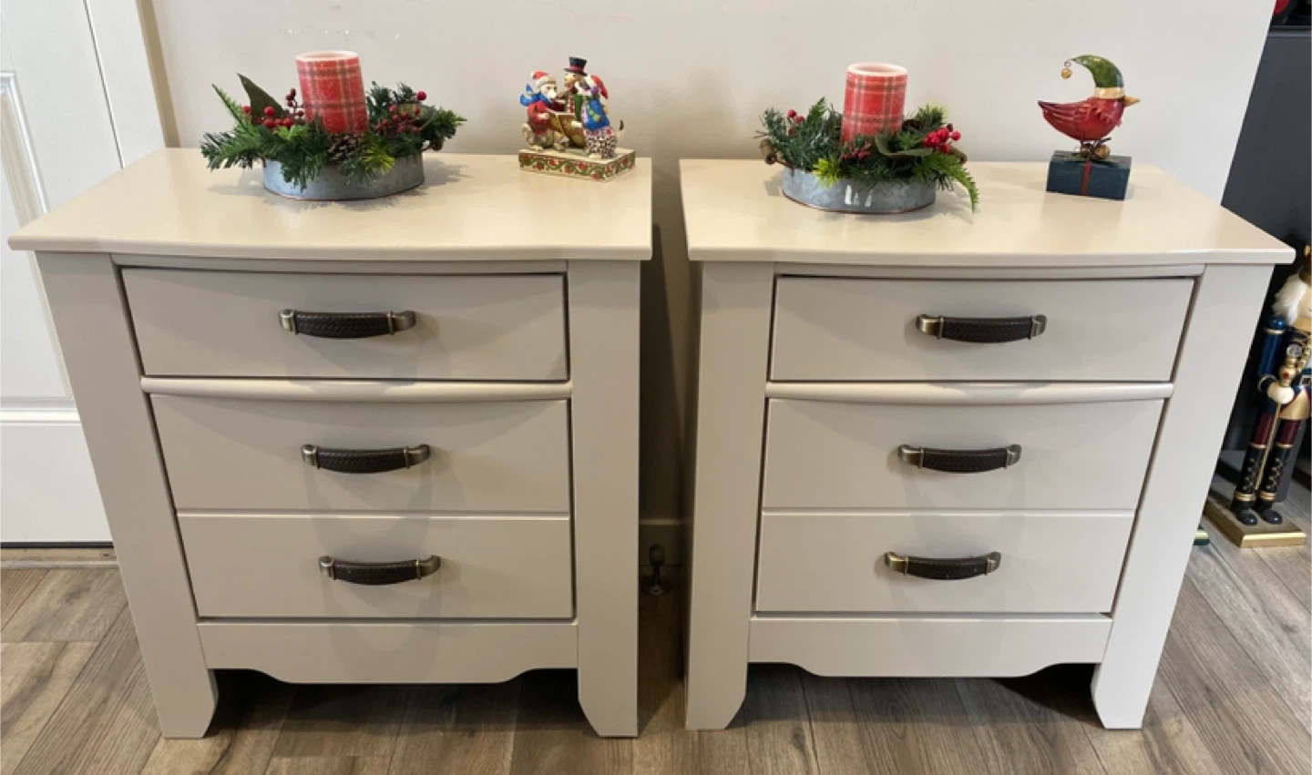 King sized nightstands pair cashmere & satin finish