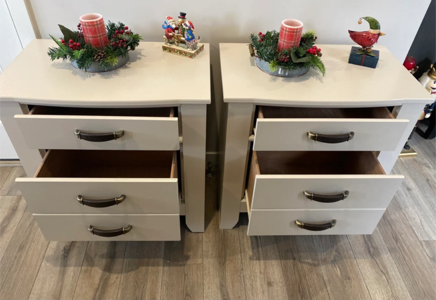 King sized nightstands pair cashmere & satin finish - photo 5