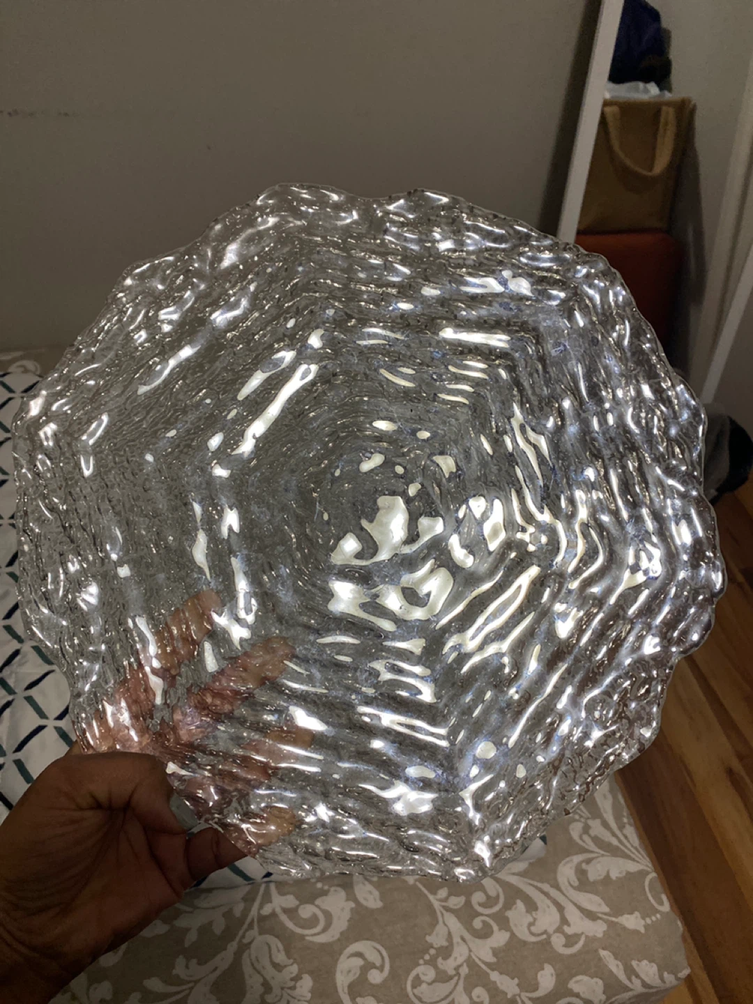 Textured Glass Serving Bowl