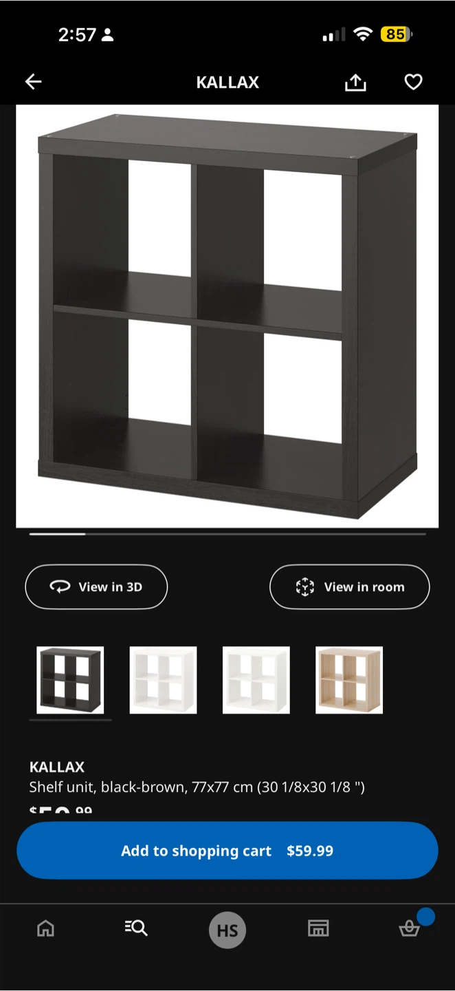 IKEA Kallax Shelf Unit - Black-Brown