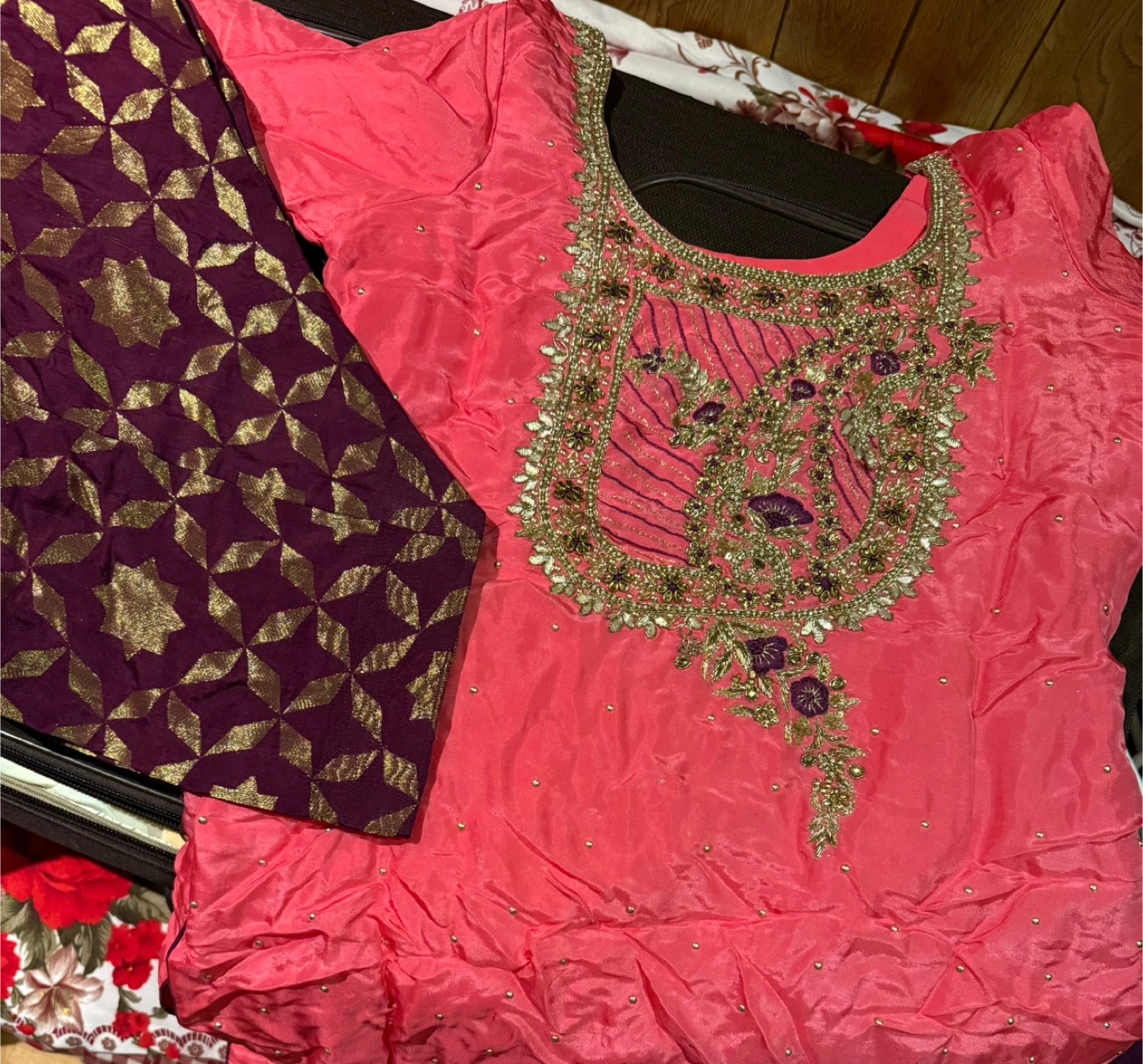 Salwar Kameez Suit - Pink & Purple (L)