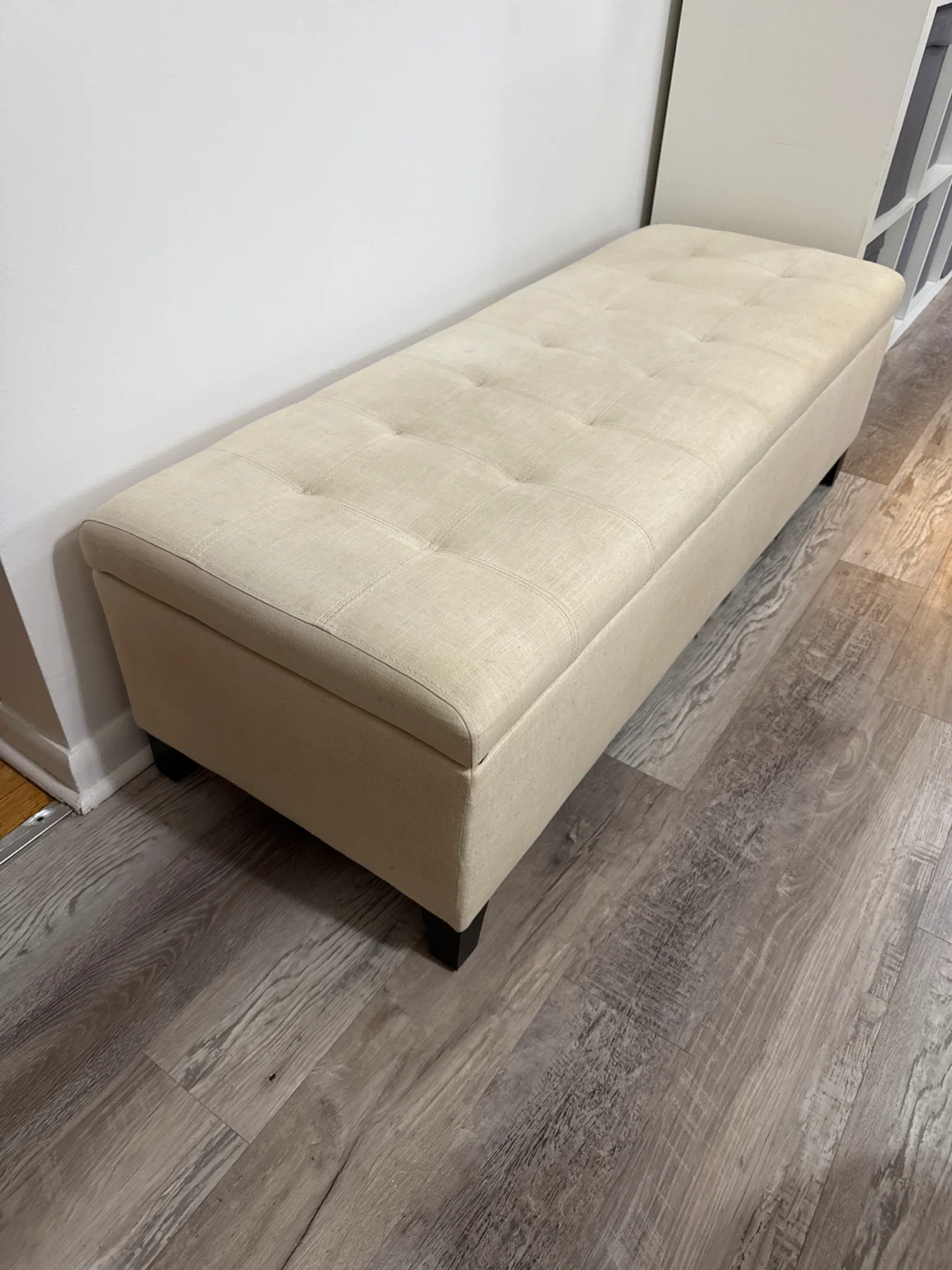 Beige Storage Ottoman Bench