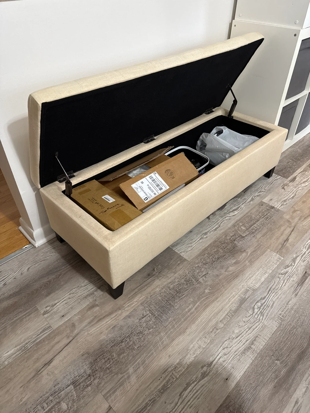 Beige Storage Ottoman Bench - photo 2