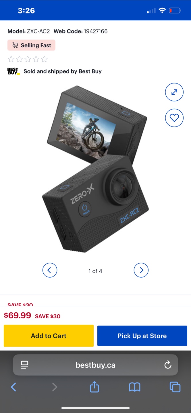 ZERO-X ZXC-AC2 Action Camera - Like New!