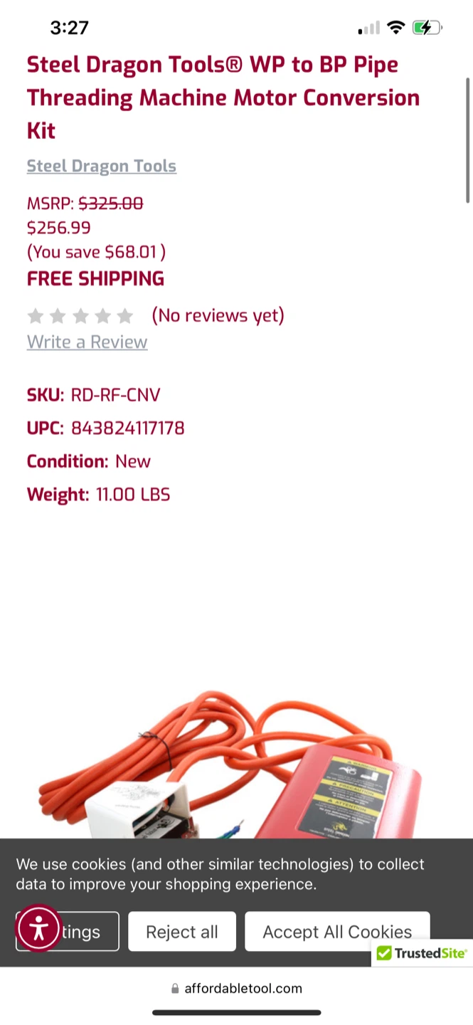 New Steel Dragon Tools Pipe Threading Machine Motor Kit