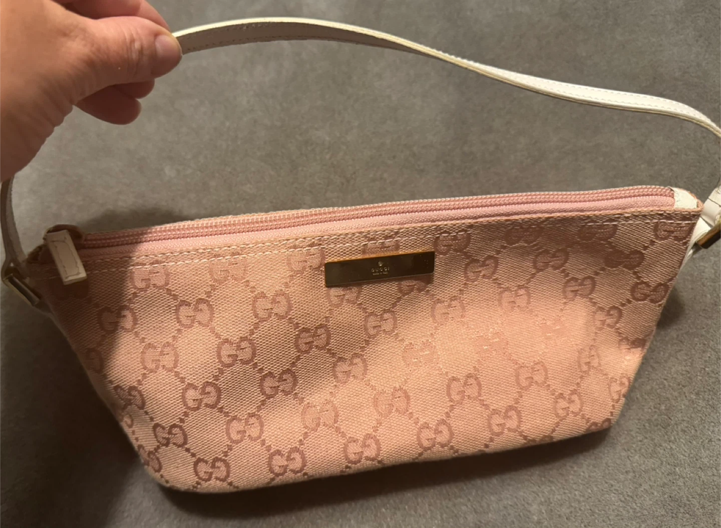 Gucci Pink Canvas Mini Baguette/Pochette in dusty pink