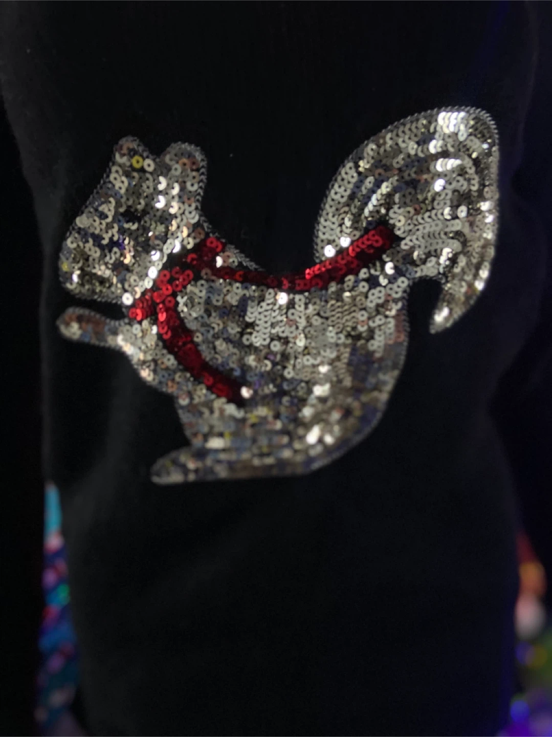 LIKE NEW: XS Ricki’s Black Sequin Squirrel Holiday Sweater - photo 5