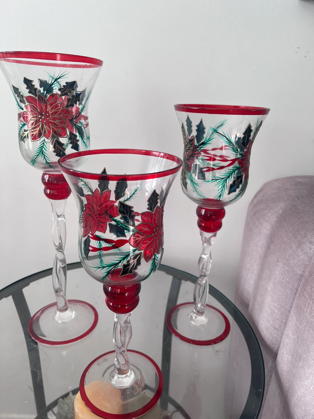 Floral Christmas Candle Holders (Set of 3) - photo 2