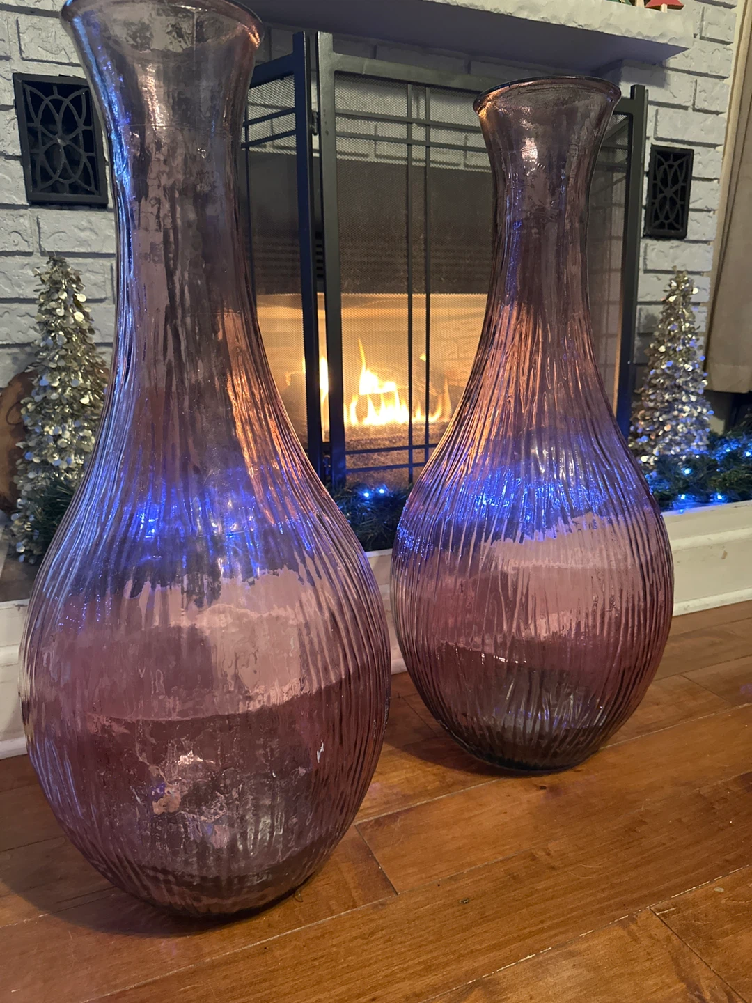 Pair of Decorative Purple Glass Vases