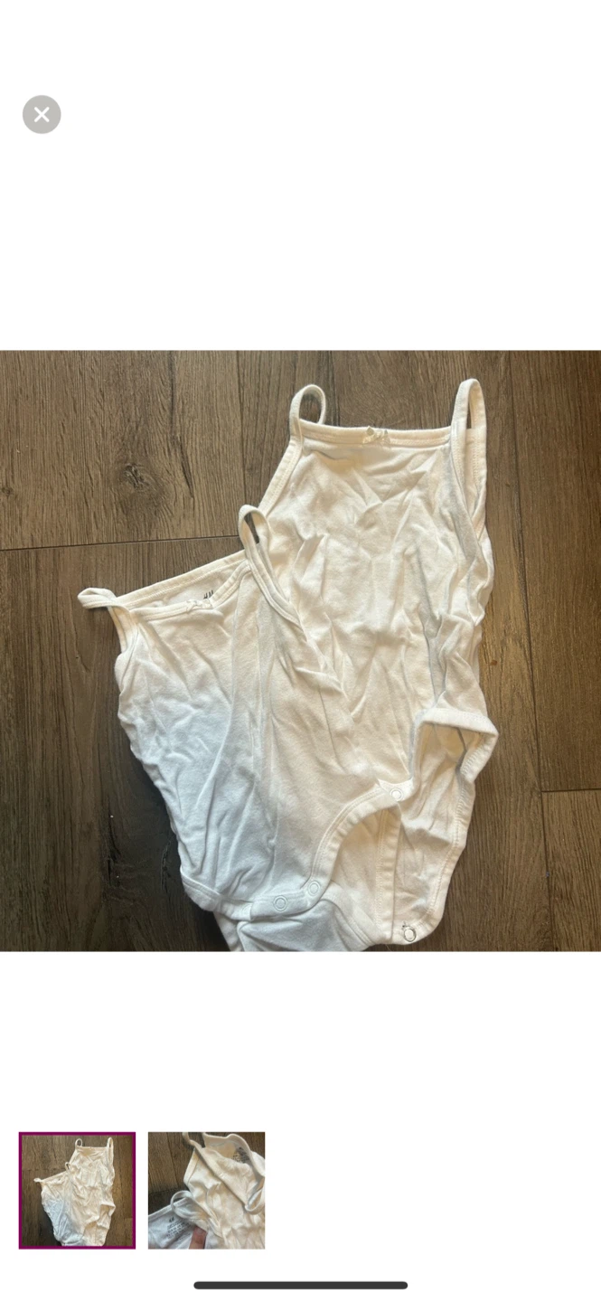 H&M White Organic Cotton Bodysuits - Size 1-2M