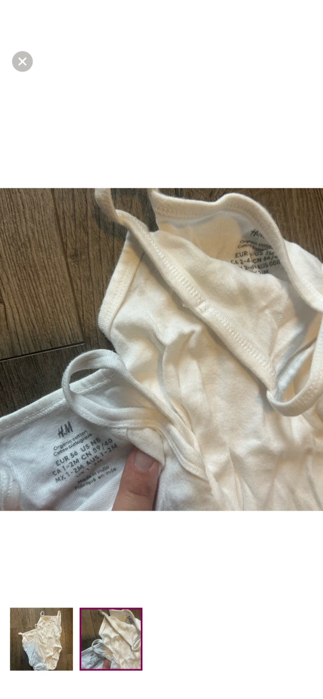 H&M White Organic Cotton Bodysuits - Size 1-2M - photo 2