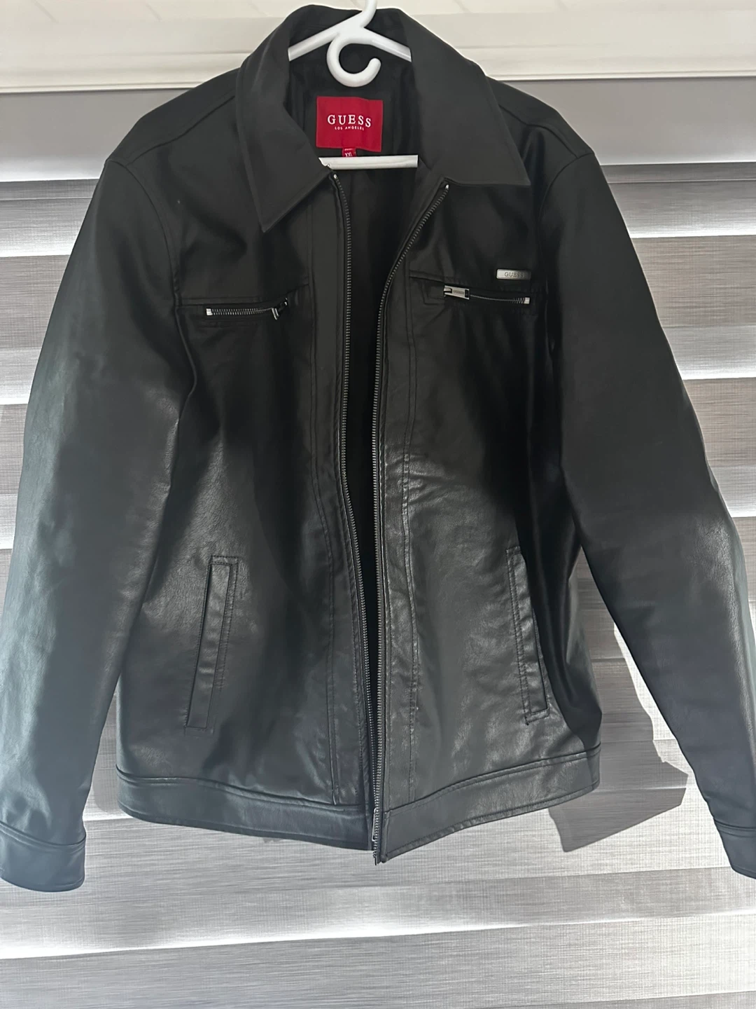 Guess Los Angeles Black Leather Jacket XXL
