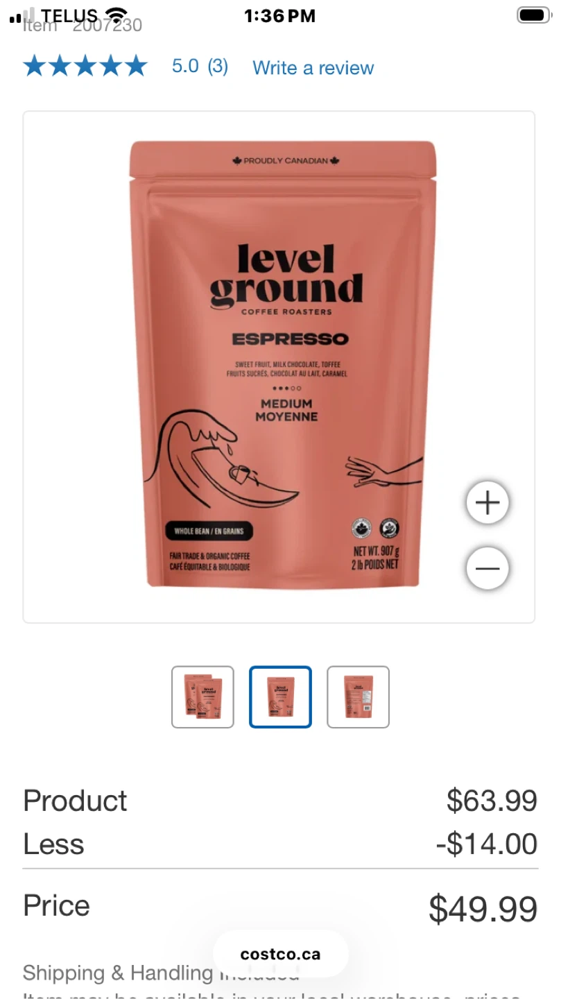 NEW Level Ground Organic Espresso Whole Bean Coffee, 907g - photo 3
