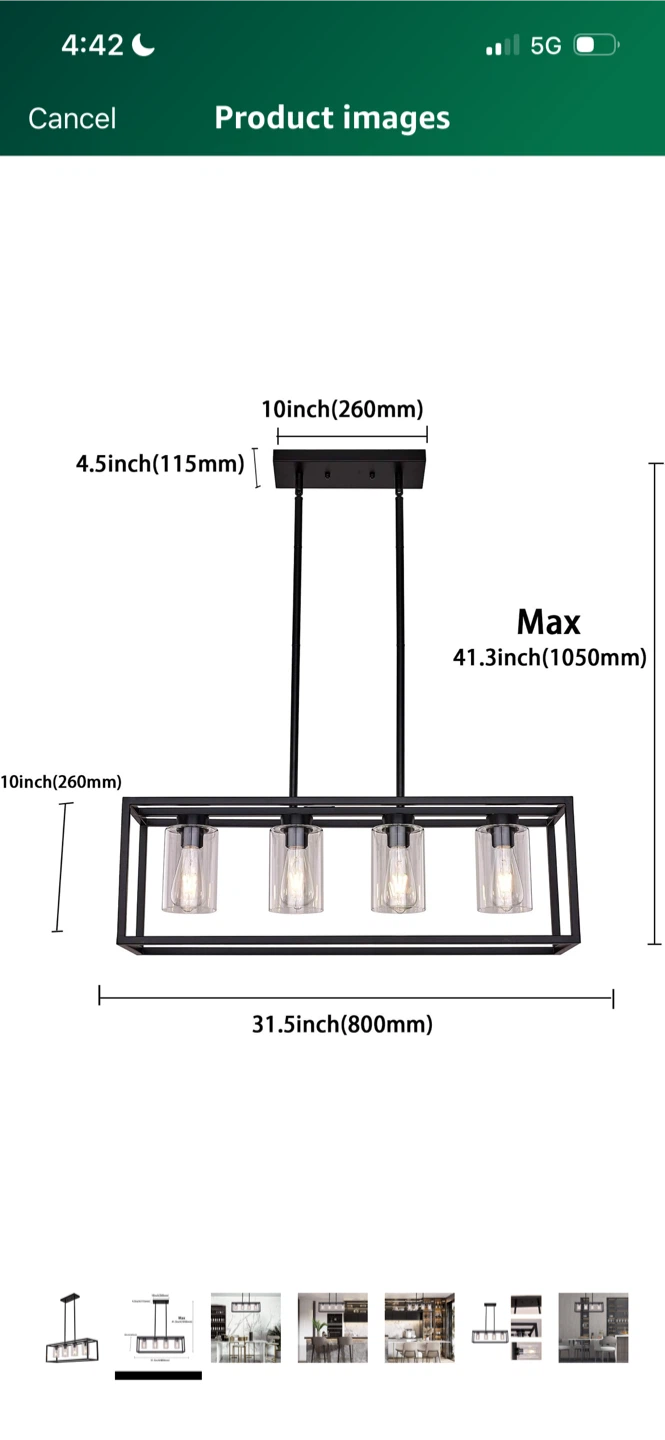 New 4-Light Farmhouse Rectangle Chandelier - photo 2