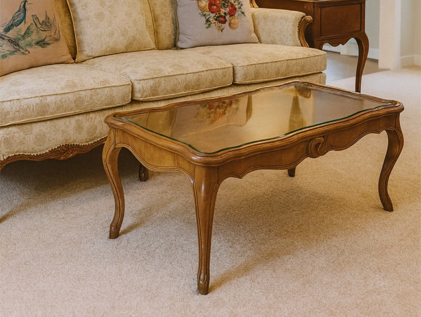 Vintage Glass Top Coffee Table