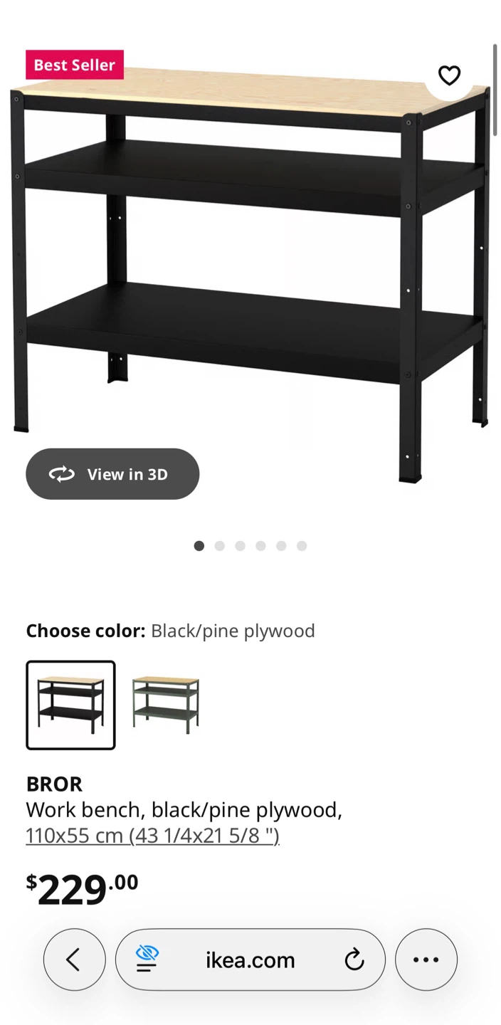 IKEA BROR Work Bench - Black/Pine