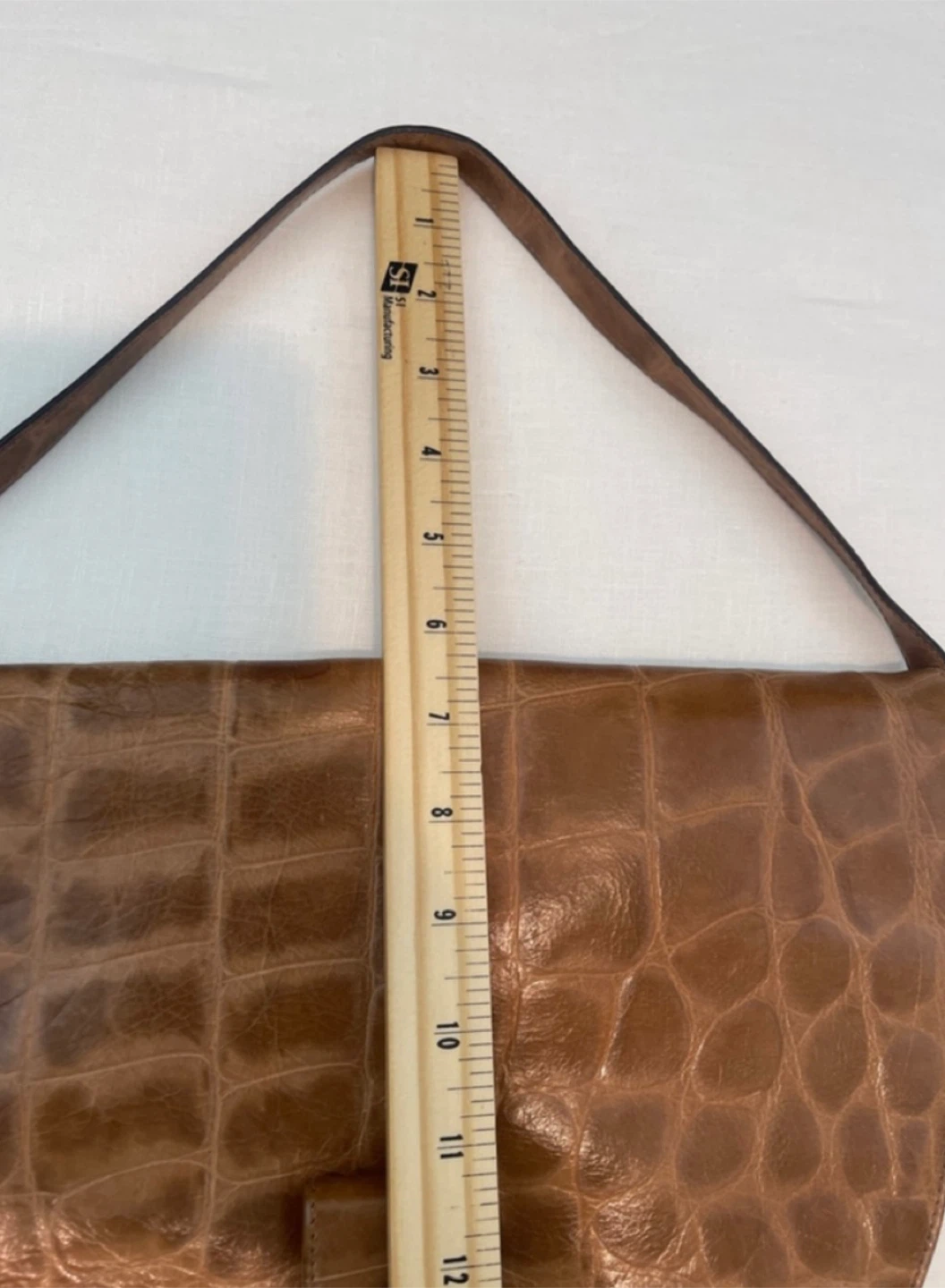 Vintage Brown Crocodile Embossed Shoulder Bag - photo 3