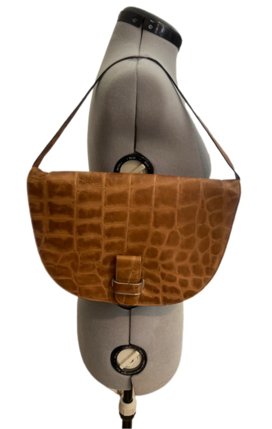 Vintage Brown Crocodile Embossed Shoulder Bag