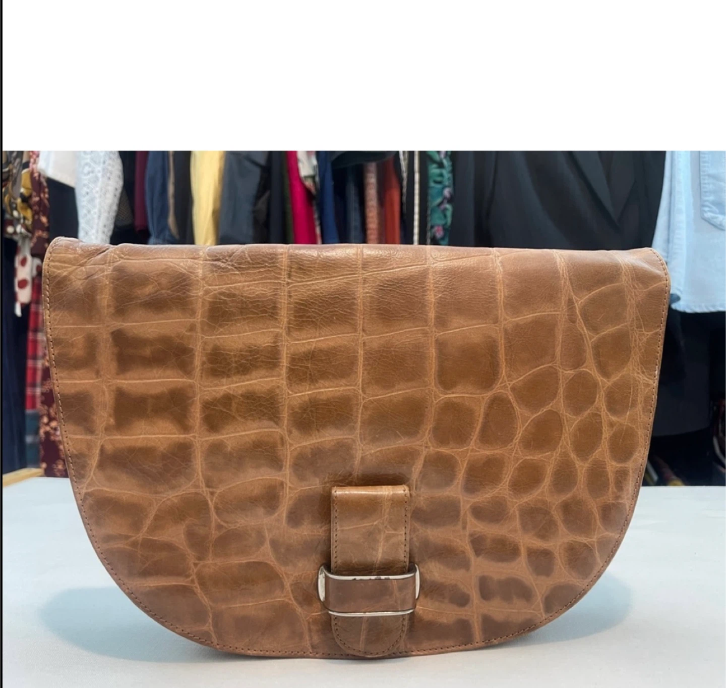 Vintage Brown Crocodile Embossed Shoulder Bag - photo 2