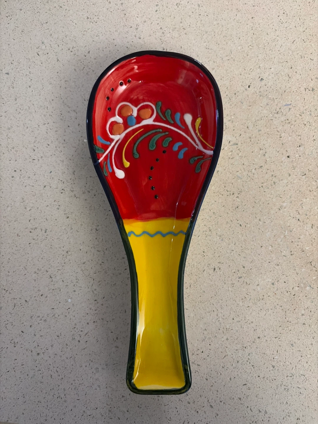 Red & Yellow Ceramic Spoon Rest