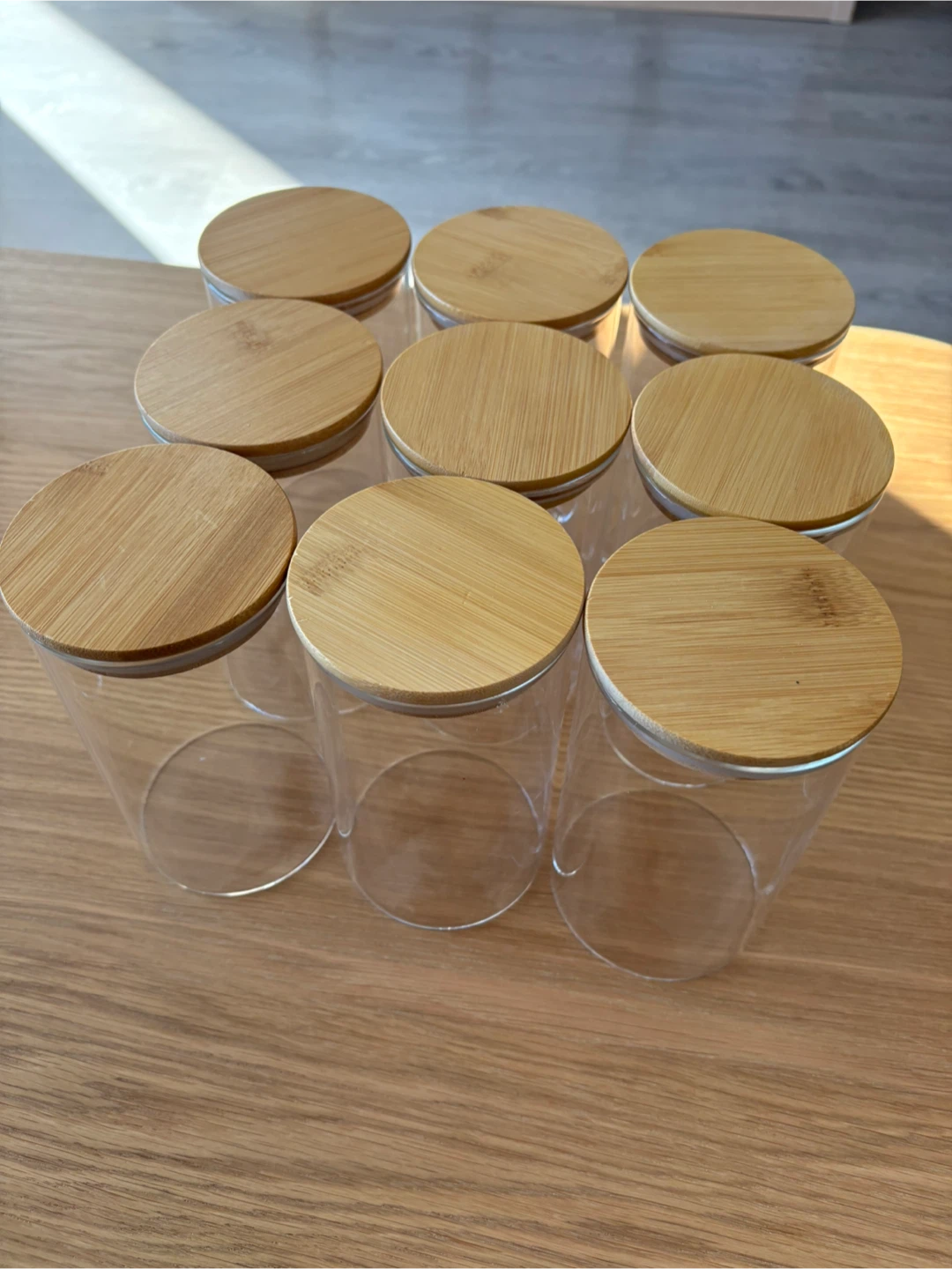 Glass Jars with Bamboo Lids set