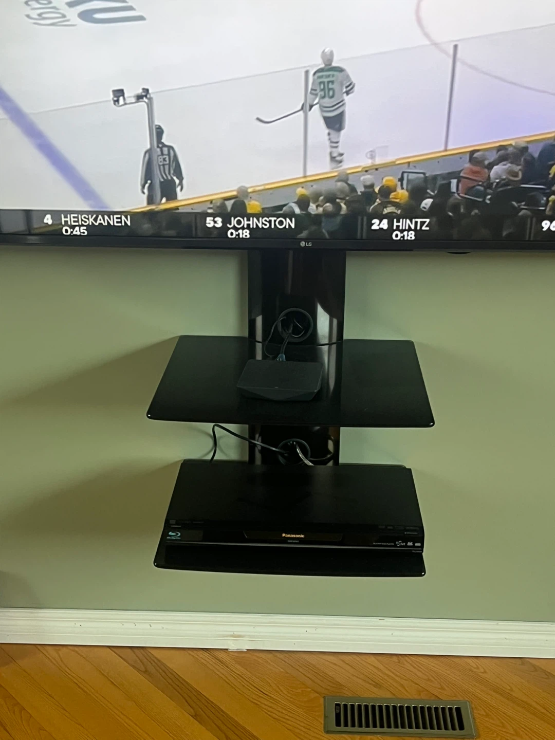 2 Shelf Floating Glass TV Stand
