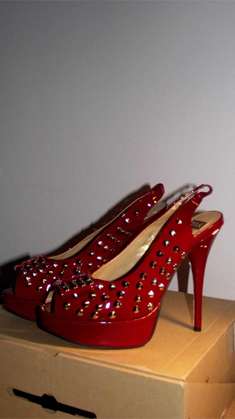 Red Studded Heels - Size 10 - photo 3