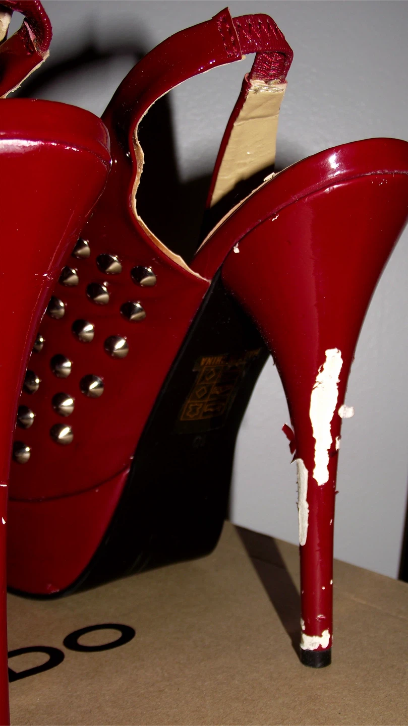 Red Studded Heels - Size 10 - photo 5