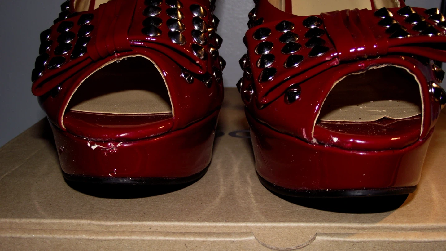 Red Studded Heels - Size 10 - photo 4