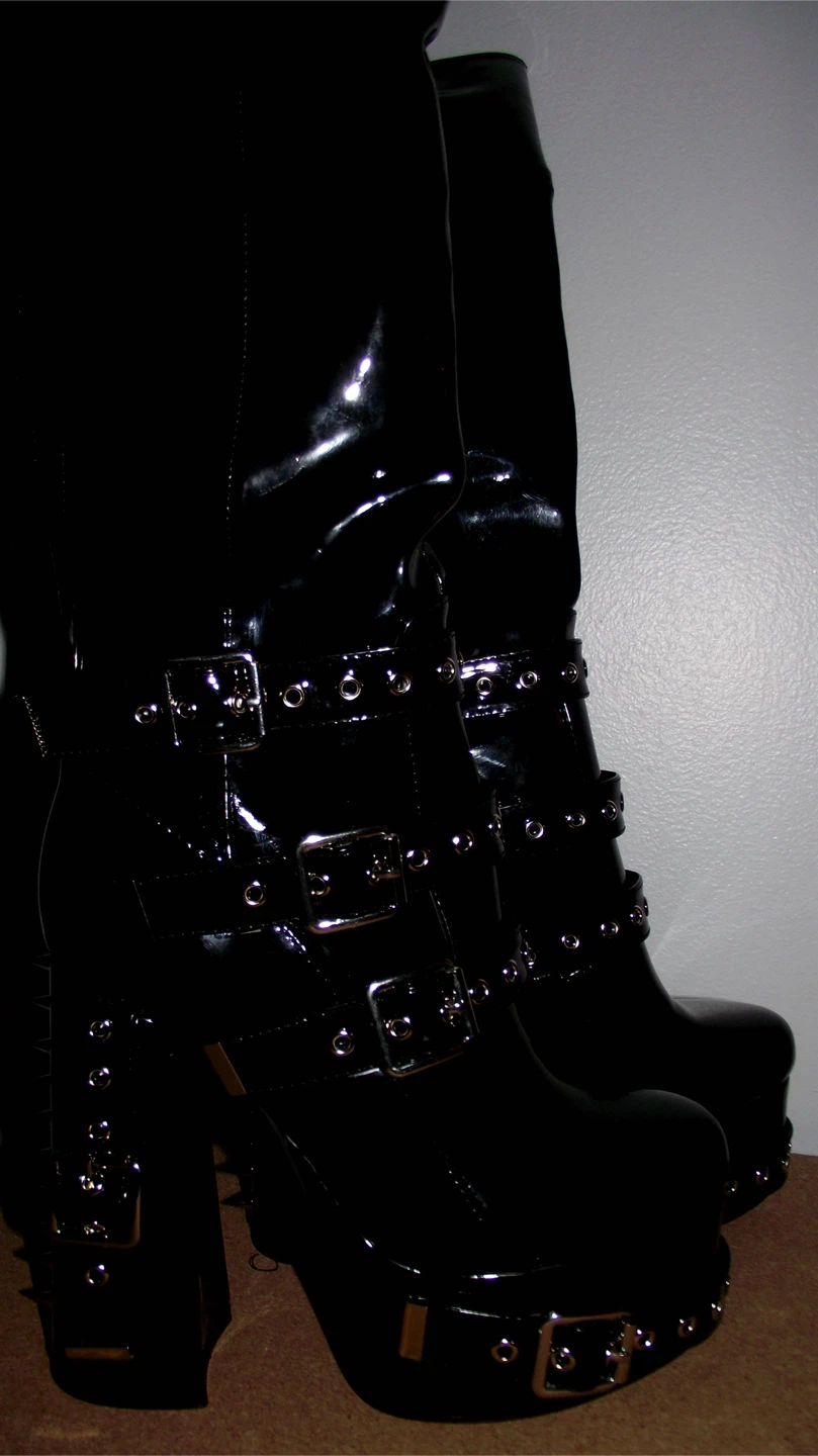 Black Platform Boots with Buckles