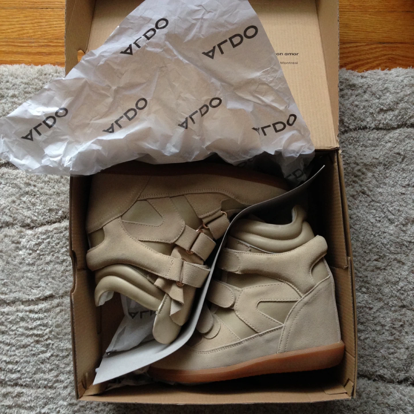 Aldo Beige Wedge Sneakers, Size 8