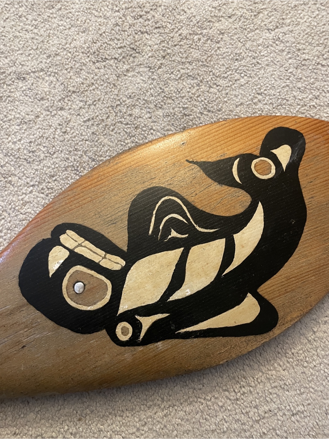 Hand Carved Paddle with Bird Design - photo 3