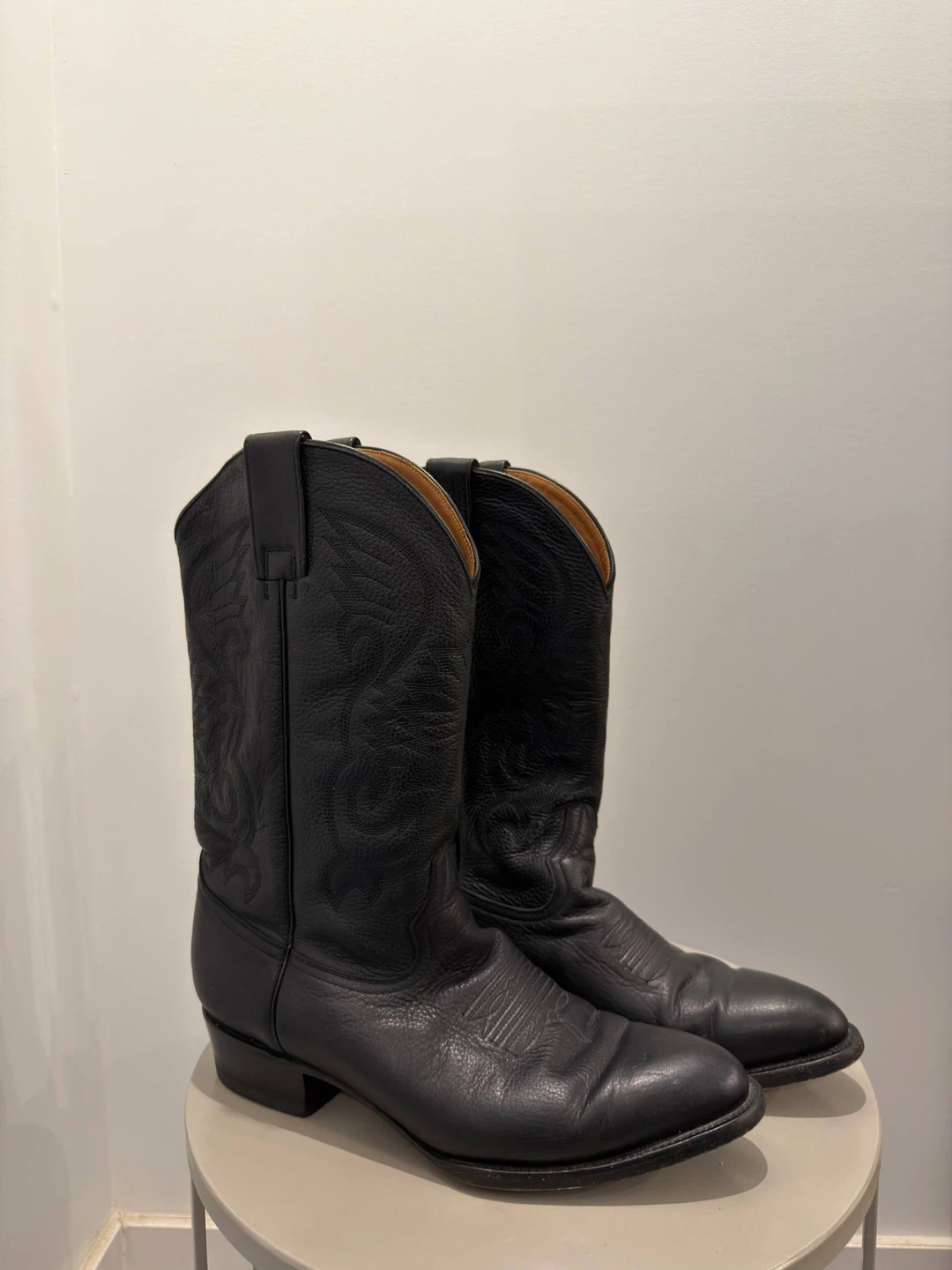 Black Leather Cowboy Boots - Size 10.5