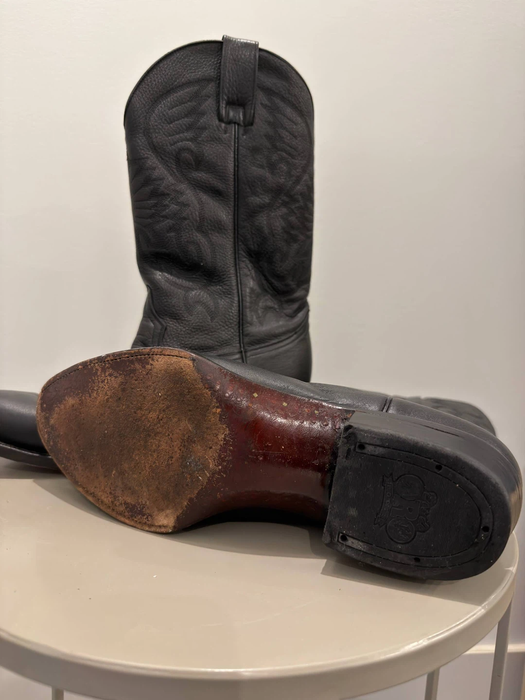 Black Leather Cowboy Boots - Size 10.5 - photo 4