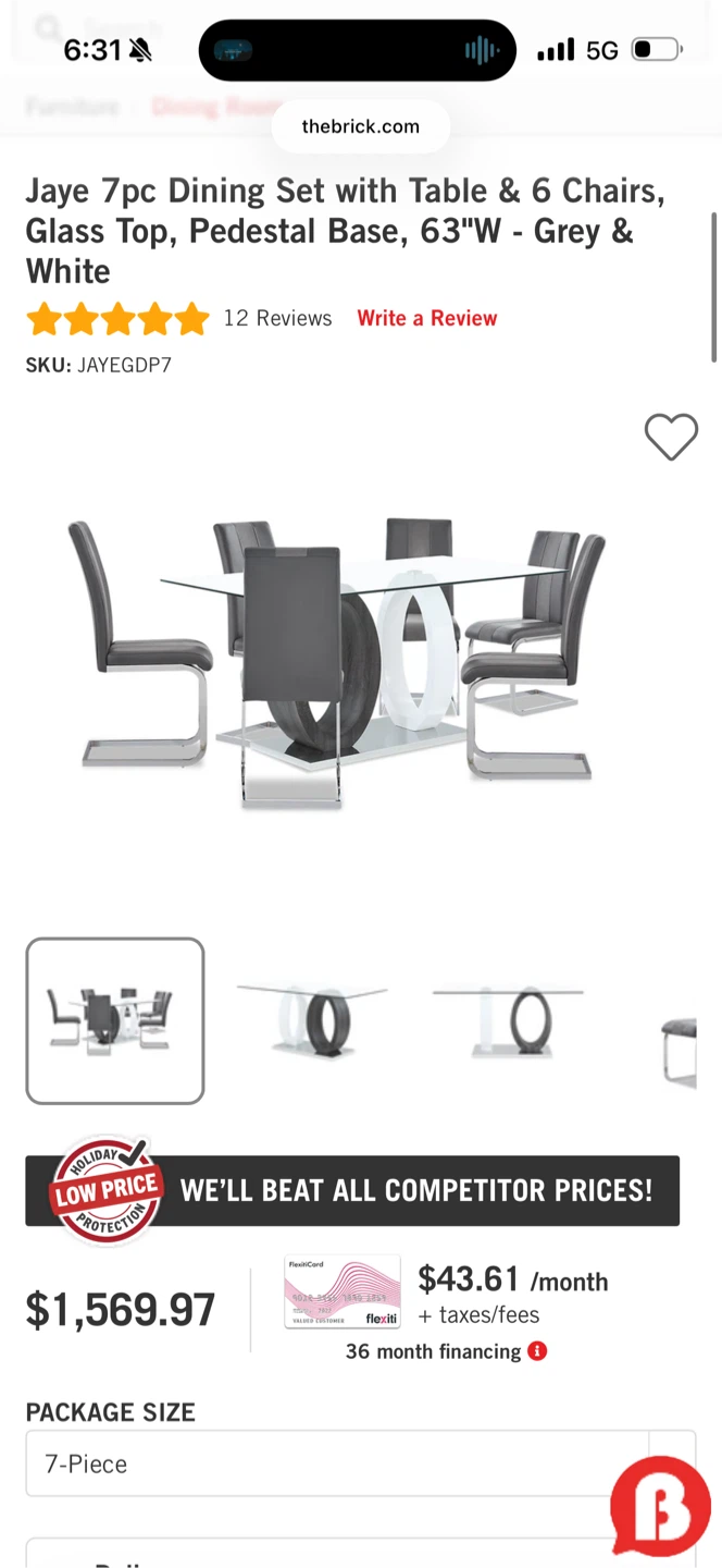Jaye 7pc Dining Set w/ Glass Top Table & 6 Chairs - photo 2