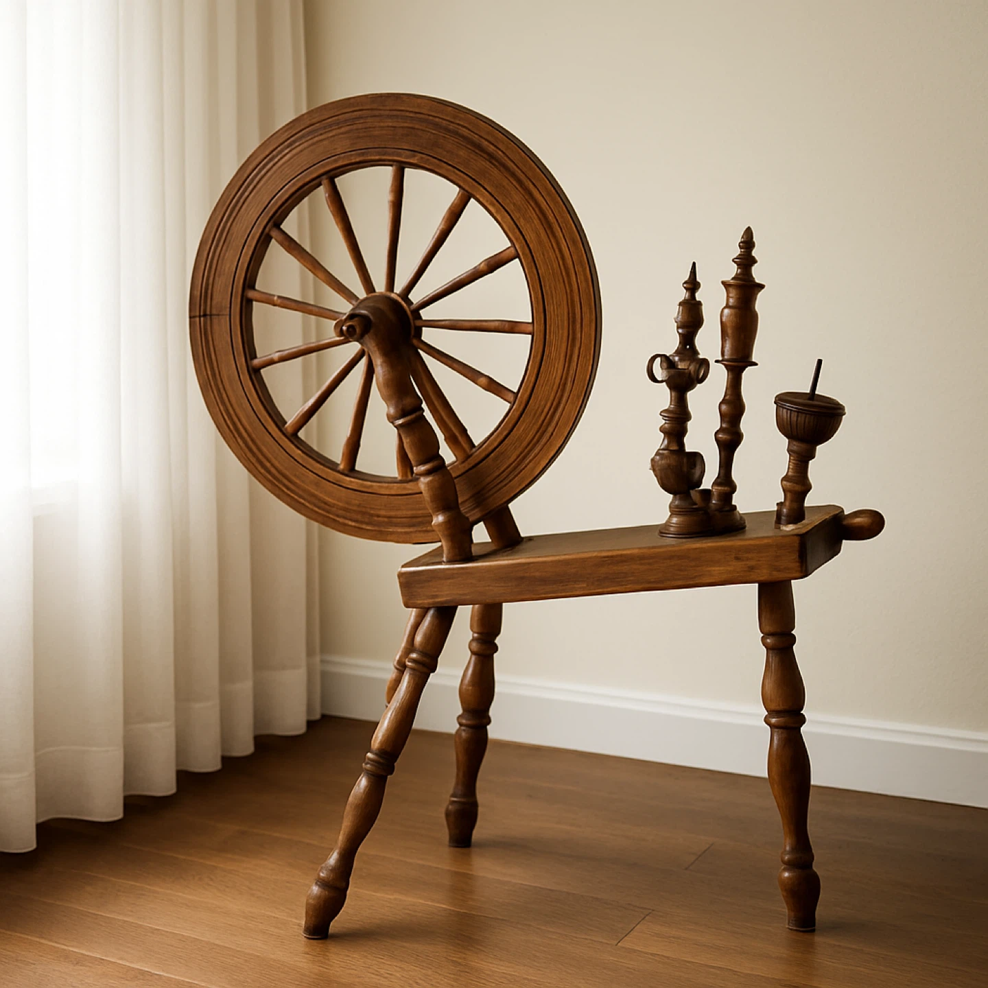 Antique Spinning Wheel - Wood