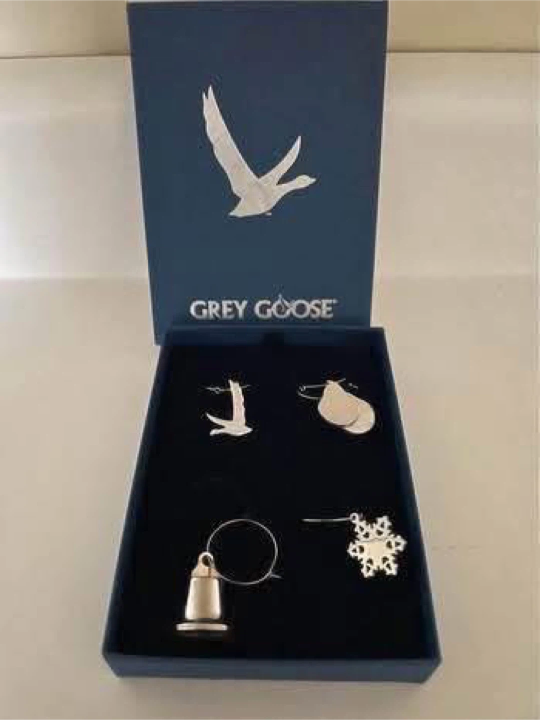 Grey Goose Wine Glass Charms Set - New in Box