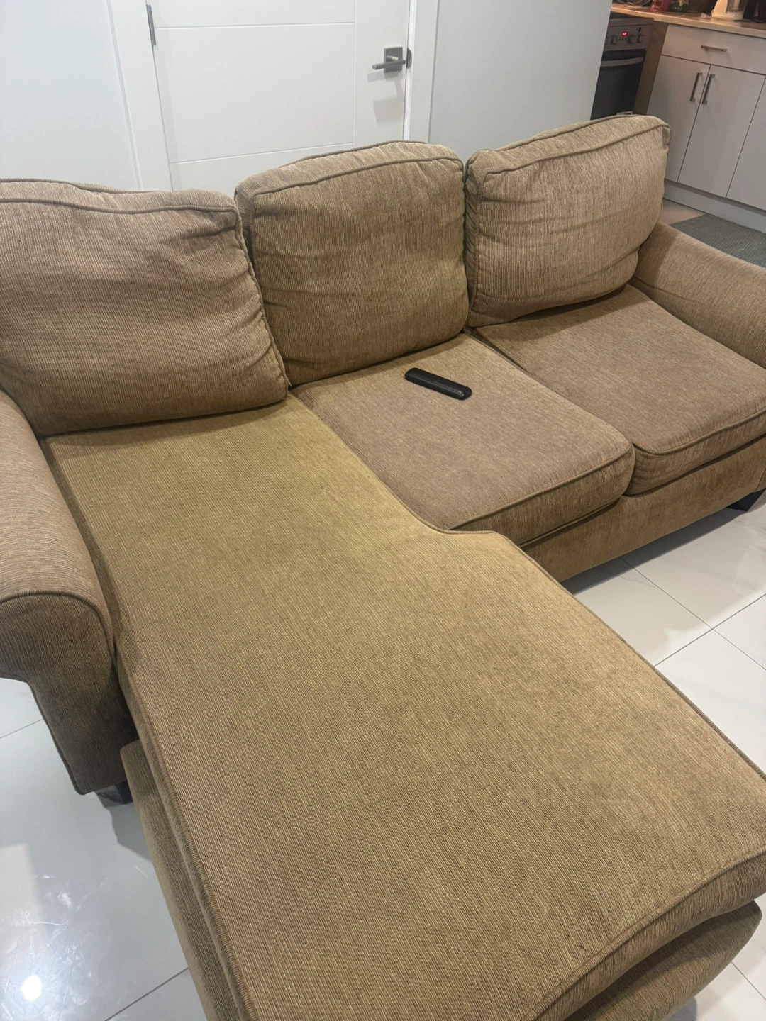 Beige Fabric Sectional Sofa